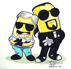 The Brothers Roman as Minions. Art by Daphne Lage.