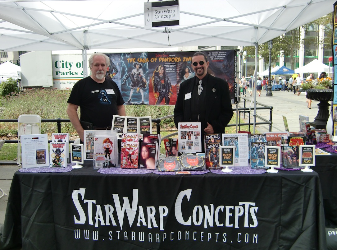 In the Before Times: Rich White and SWC head Steve Roman at the 2015 Brooklyn Book Festival. Photo by Frank Roman.